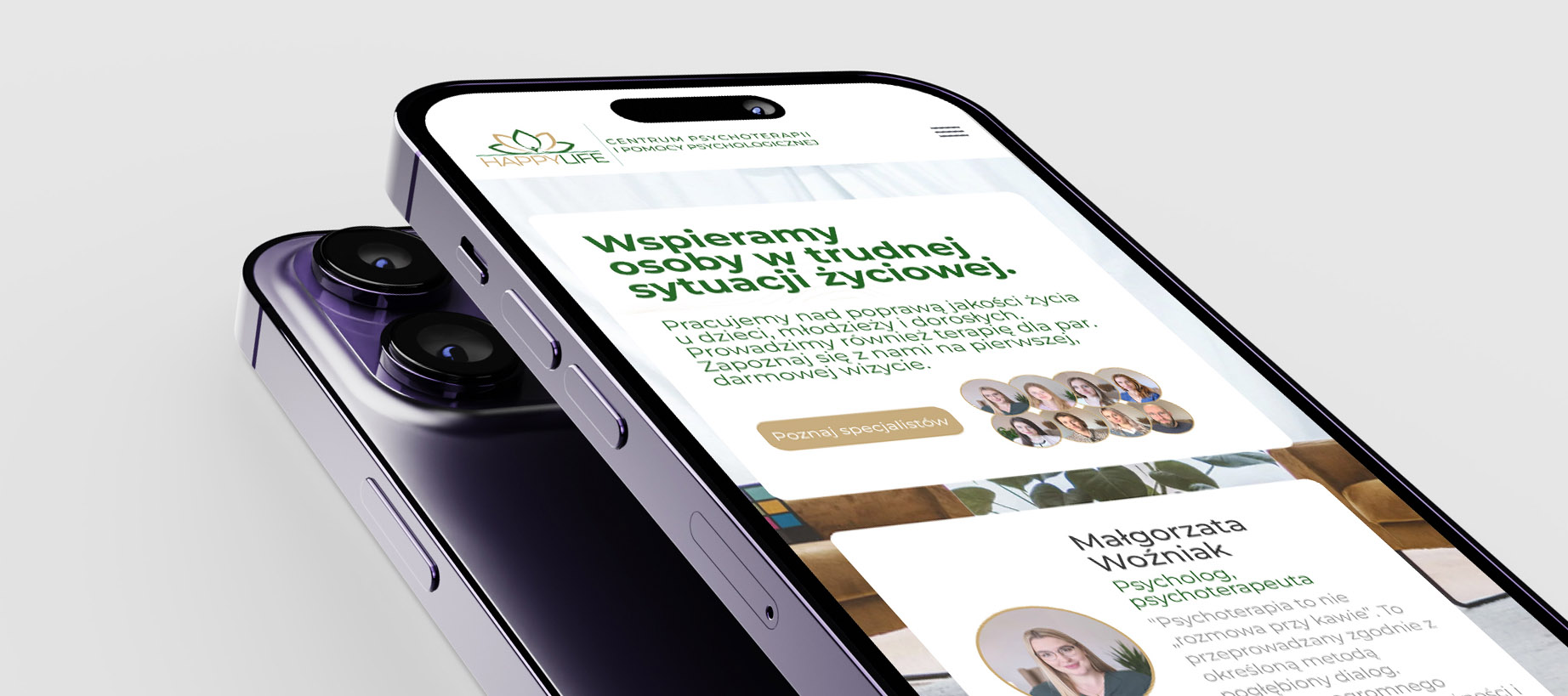 Strona główna aplikacji Happylife - wersja mobile