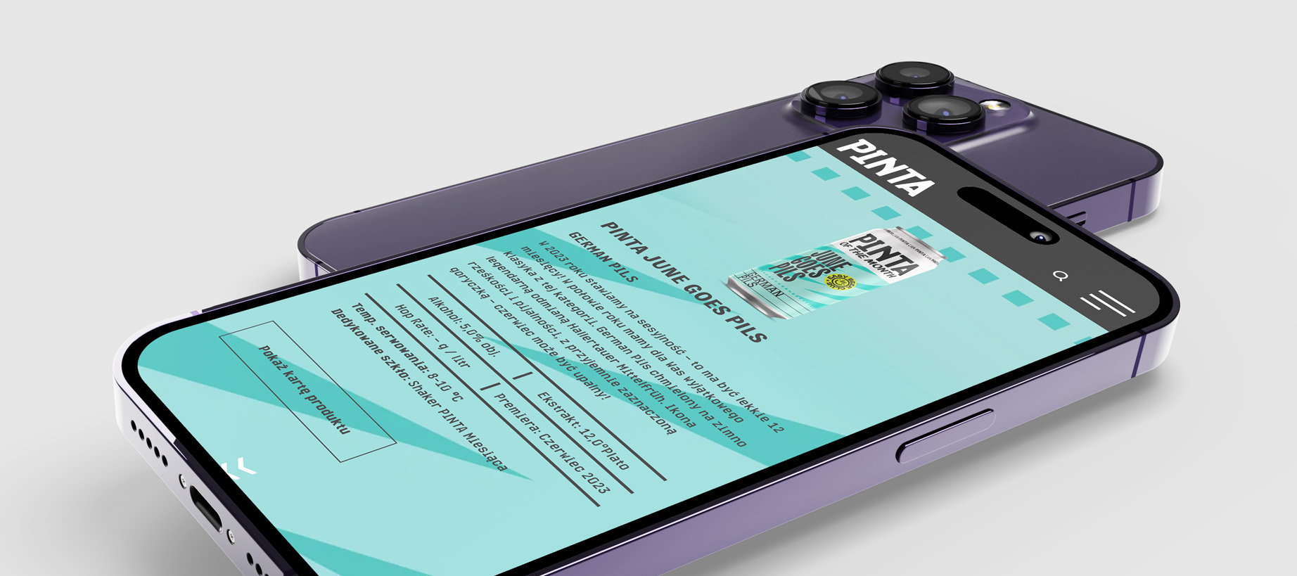 Strona produktowa browaru Pinta - wersja mobilna