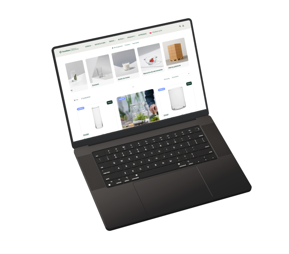 Widok kategoii sklepu internetowego B2B Trend Glass